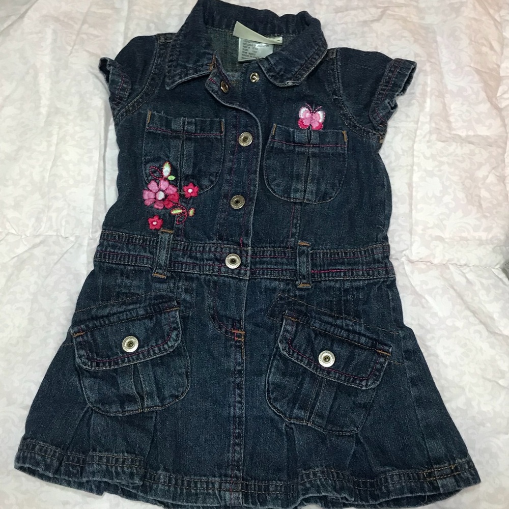 Denim Dress with flowers and butterfly design